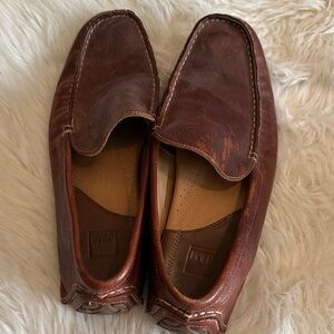 J&M  Brown Leather Slip-On Loafers